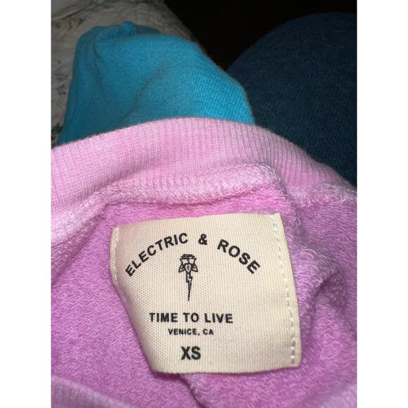 ELECTRIC & ROSE VENICE OVERSIZED CROP STRIPED TIE DYE SWEATSHIRT JUMPER XS - Picture 6 of 7